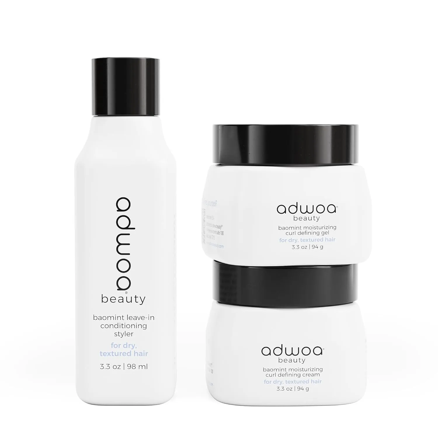 adwoa beauty best sellers styling kit - Baomint™ curl defining gel, curl defining cream, and leave-in conditioning styler - travel size bundle