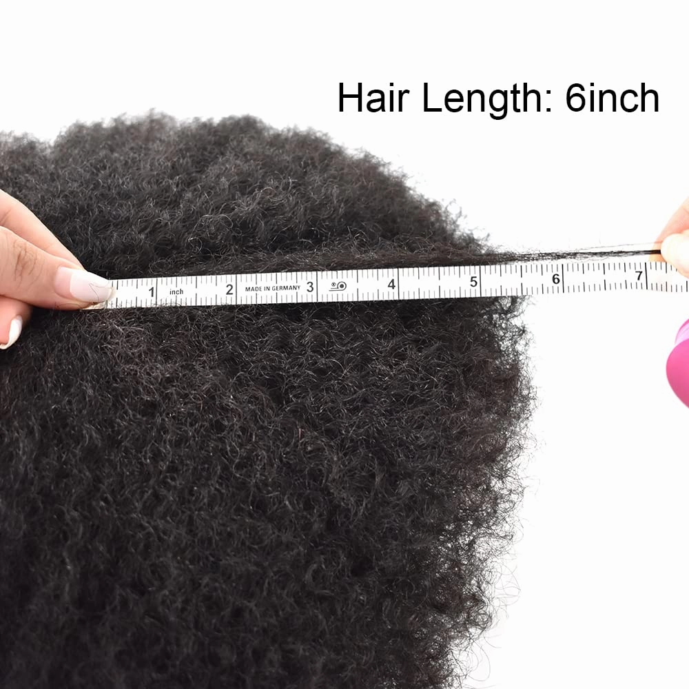 Afro Curl Toupee for Black Men Human Hair Swiss Lace Hair Units for Black Men Hair System Bleached Knot Natural Hairline African American Hairpiece #1 Jet Black 8X10-6MM Afro Wave