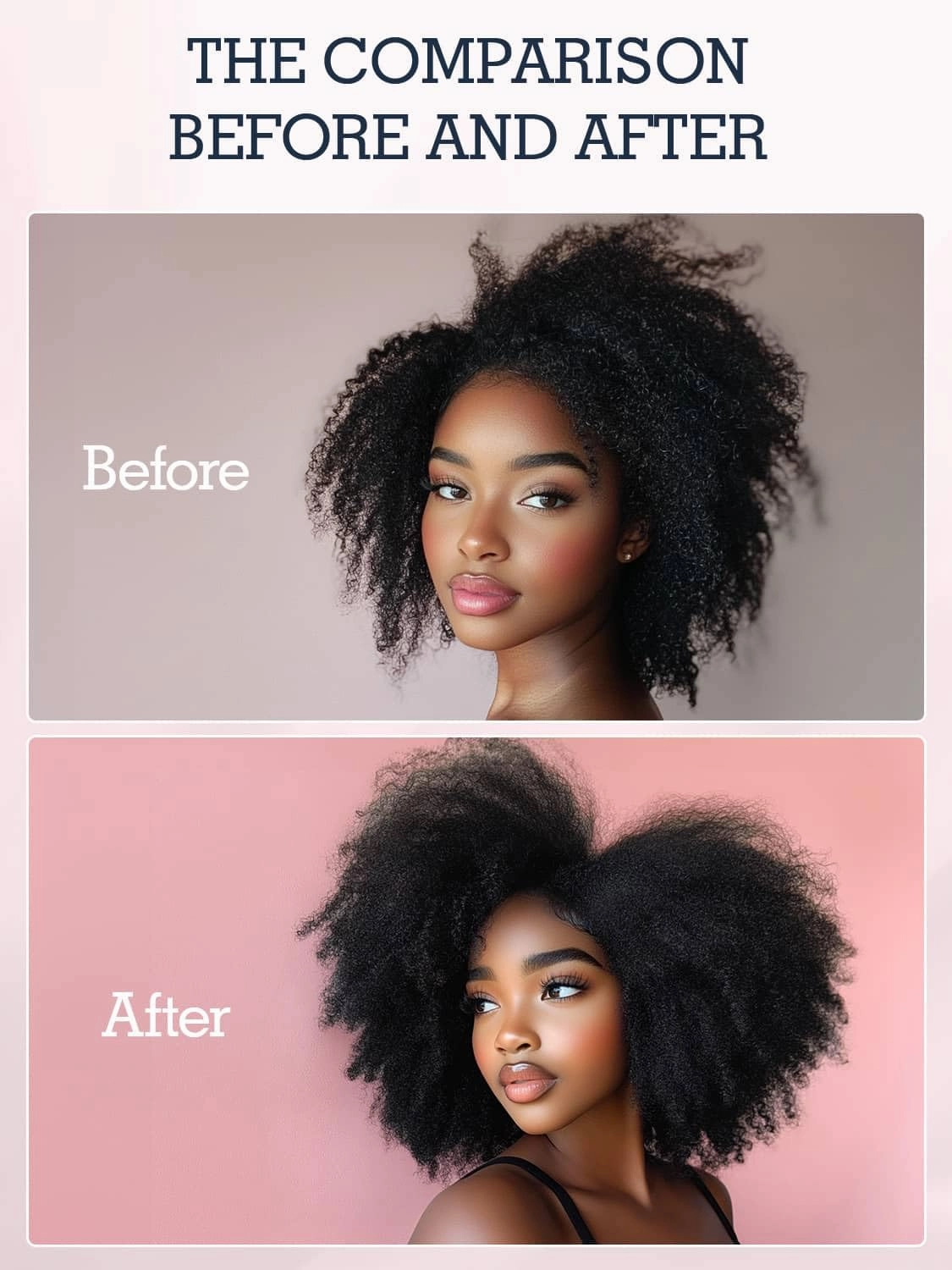 Afro Kinky Curly Clip-in Hair Extensions - Seamless, Human Hair, 20 Inch 110g Natural Black, Ultra-thin 0.8mm PU Weft