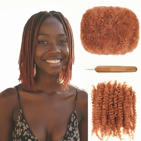 Afro Kinkys Bulk Human Hair 30g -100% Real Human Hair for Mini Twist, Braiding, Loc Extensions & Crochet, Kinky Curly Hair Bundles, Natural Afro Bulk for Dreadlocks (27 Honey Blonde, 10)