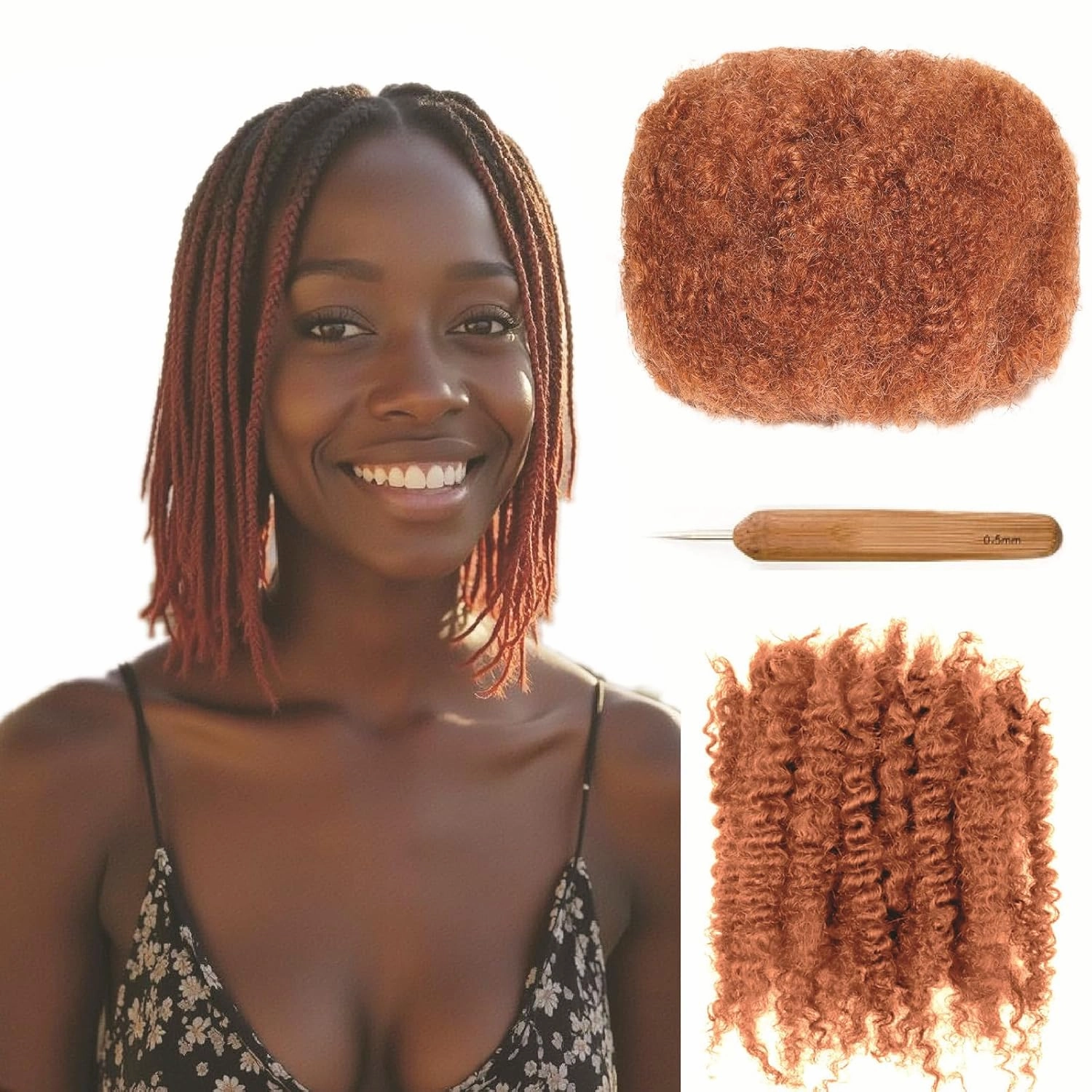 Afro Kinkys Bulk Human Hair 30g -100% Real Human Hair for Mini Twist, Braiding, Loc Extensions & Crochet, Kinky Curly Hair Bundles, Natural Afro Bulk for Dreadlocks (27 Honey Blonde, 10)