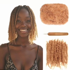 Afro Kinkys Bulk Human Hair 30g -100% Real Human Hair for Mini Twist, Braiding, Loc Extensions & Crochet, Kinky Curly Hair Bundles, Natural Afro Bulk for Dreadlocks (30 Brown, 10)
