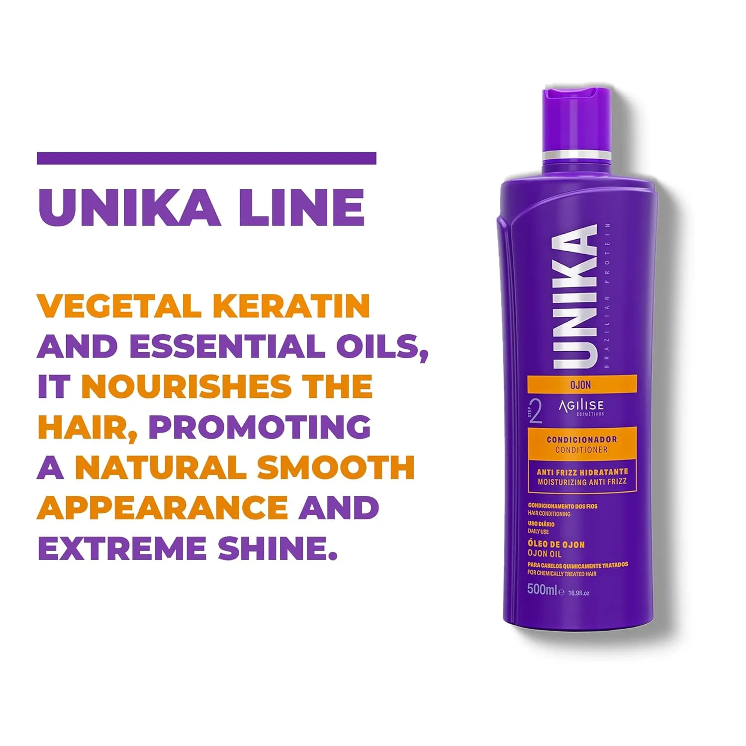 agilise Unika Ojon Home Care Hair Conditioner - Moisturizing Conditioner - Vegetal Keratin, Ojon Oil, VEGAN -16.9fl.oz/500ml