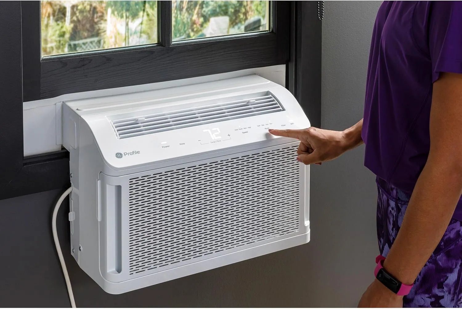 AHTT06BC GE Clearview Air Conditioner 6,100, WiFi Enabled, Ultra Quiet for Small Rooms up to 250 Sq. FT, Full Window View with Easy Installation, Flex-Depth Design, 6100 BTU, White