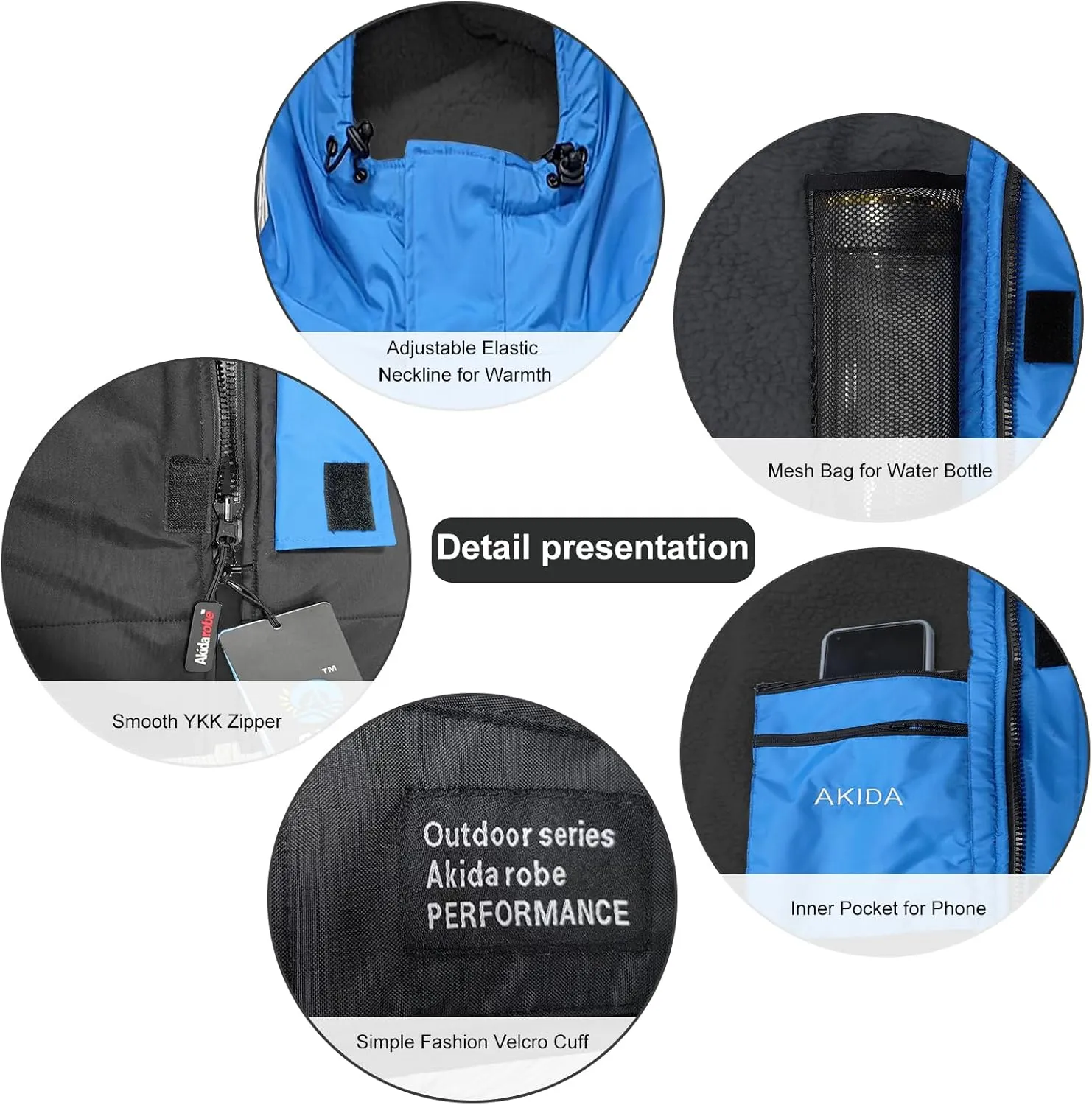 Akida Adult Oversized Changing Robe/Swim Parka,Waterproof Surf Poncho Warm Jacket,Quick Dry Wetsuit Changing Towel.
