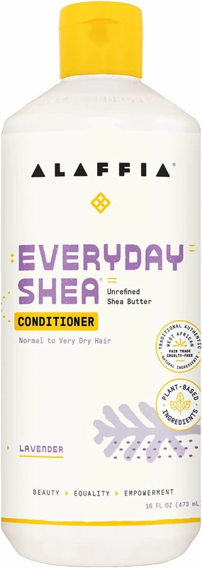 Alaffia EveryDay Shea Conditioner - Normal to Very Dry Hair, Moisturizing Support to Balance pH for Protected, Luxurious Locks with Shea Leaf and Butter, Fair Trade, Lavender, 16 Fl Oz