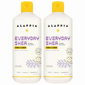 Alaffia EveryDay Shea Conditioner, Moisturizes, Restores and Protects, Made with Fair Trade Shea Butter, Cruelty Free, No Parabens, Vegan, Lavender, 2 Pack, 16 Fl Oz Ea