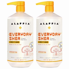 Alaffia EveryDay Shea Conditioner, Moisturizes, Restores and Protects, Made with Fair Trade Shea Butter, Cruelty Free, No Parabens, Vegan, Unscented, 2 Pack, 32 Fl Oz Ea
