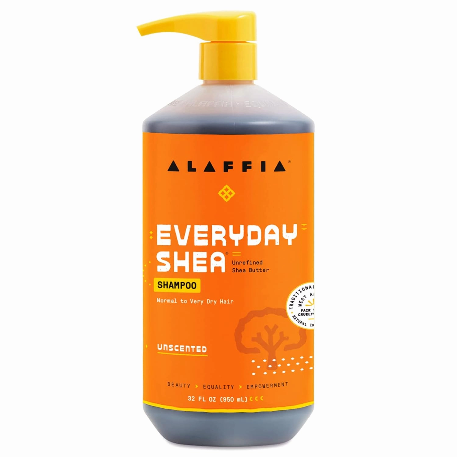 Alaffia EveryDay Shea Shampoo, Unscented, Gentle Cleansing Shampoo for Normal to Dry Hair. Made with Fair Trade Unrefined Shea Butter, No Parabens or Phthalates, 32 fl oz