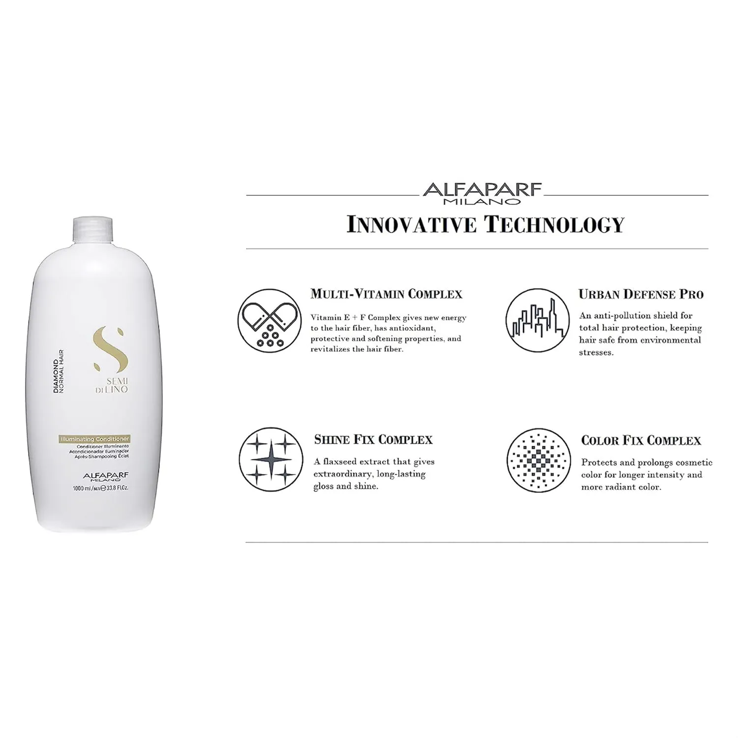 ALFAPARF MILANO Semi Di Lino Diamond Illuminating Conditioner - Moisturizing Conditioner For Normal and Color Treated Hair - Sulfate & Paraben Free Professional Hair Care