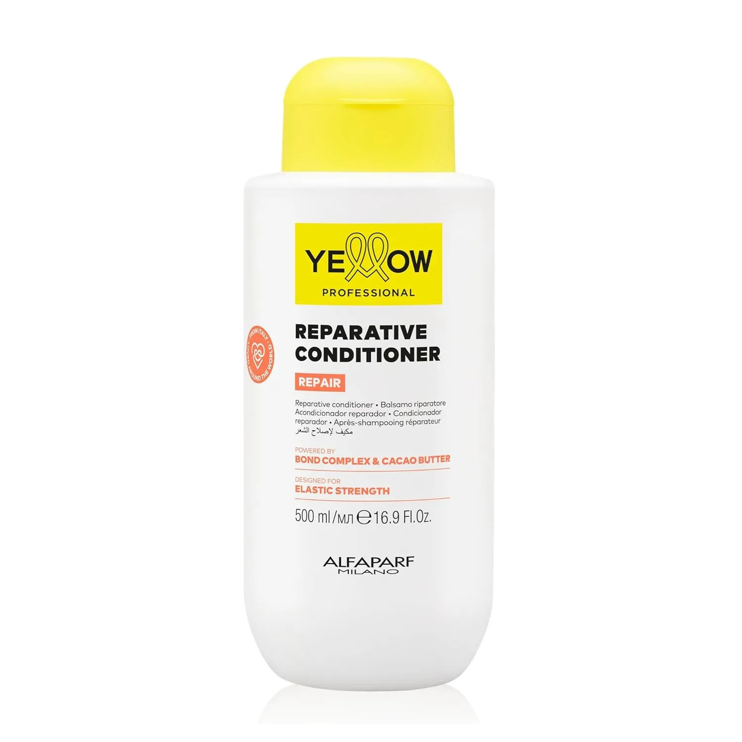 Alfaparf Milano Yellow Professional Bond Repair Conditioner for Damaged Hair - Reparative & Moisturizing Conditioner - Strengthens, Repairs, Protects, Hydrates Hair - Vegan (16.9 fl oz / 500ml)