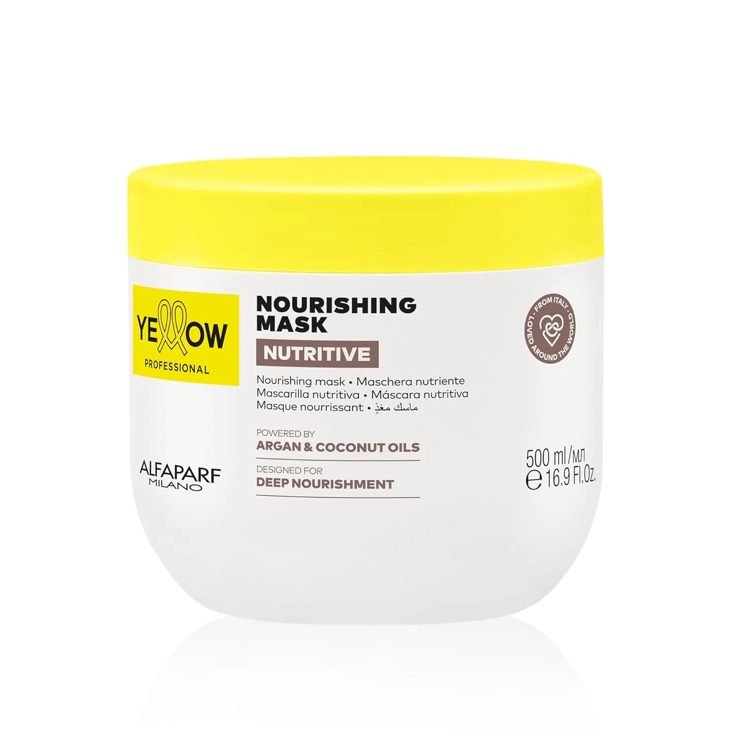 Alfaparf Milano Yellow Professional Moisturizing Hair Mask for Dry Hair - Anti-Frizz Mask that Nourishes, Hydrates, and Replenishes Hair – Deep Conditioner - Adds Shine - Vegan (16.9 fl oz / 500ml)