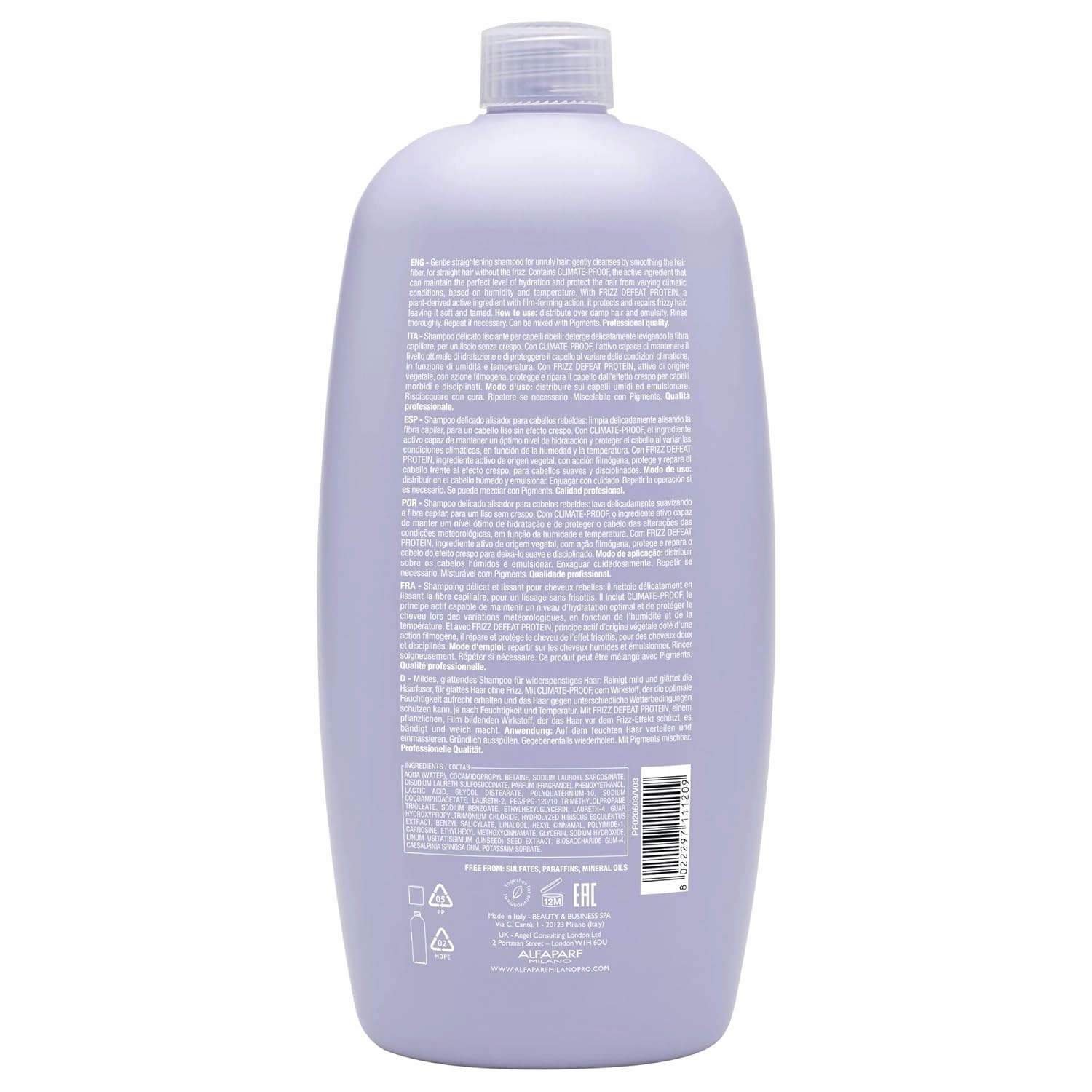 Alfaparf Milano Semi Di Lino Smooth Conditioner for Frizzy and Rebel Hair - All Soft Detangling Conditioner with Flax Seed for Humidity Control - Anti Frizz & Hair Straightening Treatment