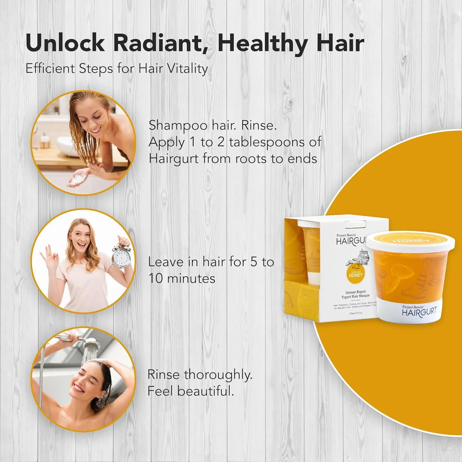 Almond Honey Intense Repair Yogurt Hair Mask – Deep Conditioner for Dry, Damaged Hair – Sulfate-Free, Natural Ingredients, 6 oz