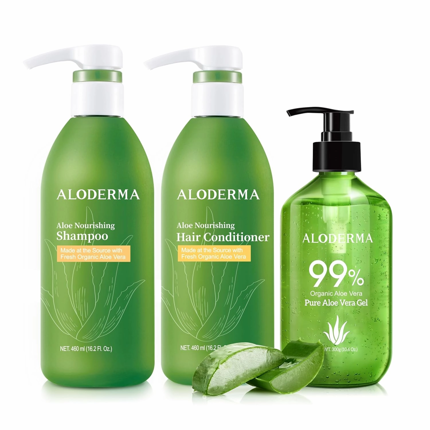 Aloderma Aloe Nourishing St - Nourishing Sampoo, Nourishing Conditioner, Aloe Vera Gel 300g