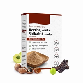 AMC Elecio.us Pure Amla, Reetha, Shikakai Powder for Hair | Natural Hair Cleanser | 100% Natural, No Chemical or Preservative | SLS, Paraben-Free | Prevents Hairfall & Dandruff, Boost Hair growth
