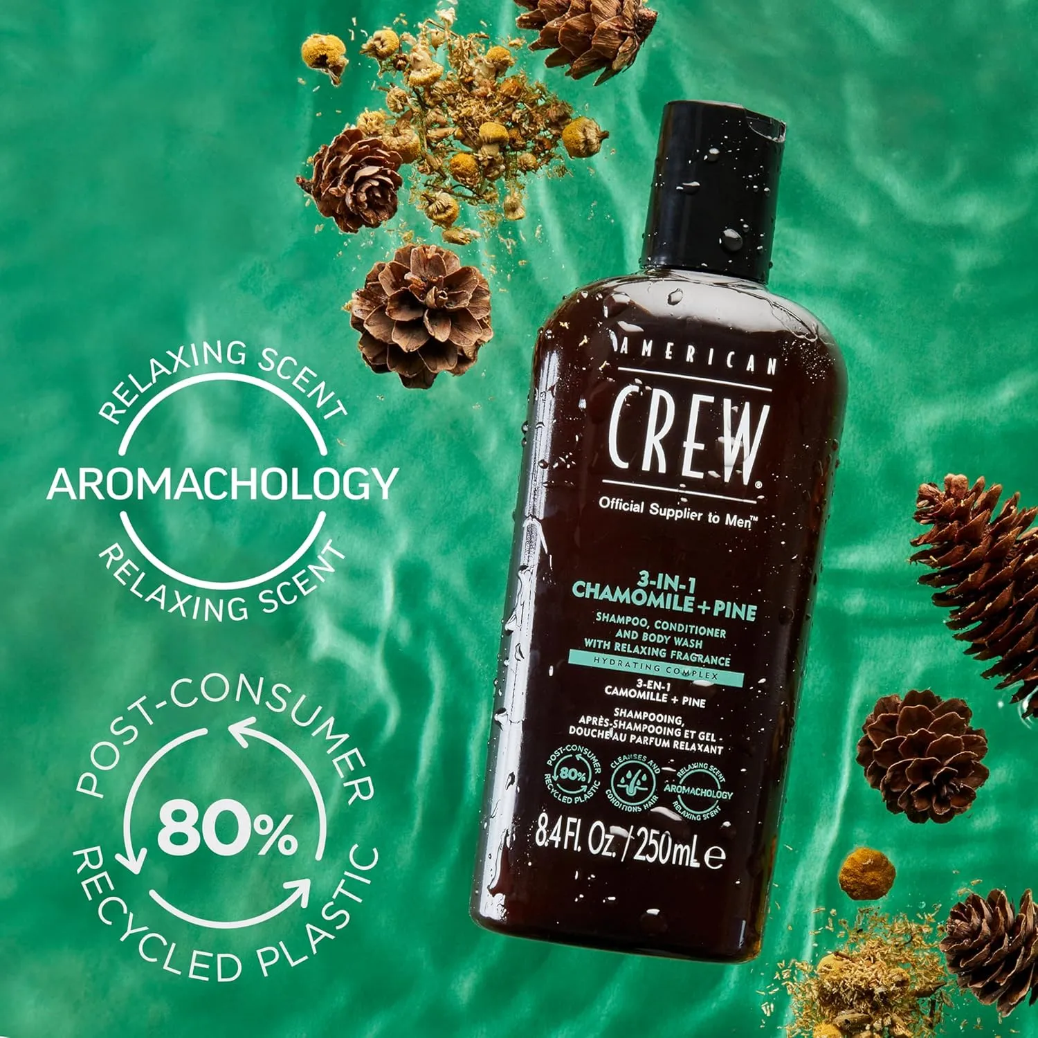 AMERICAN CREW 3-IN-1 CHAMOMILE   PINE Shampoo, Conditioner and Body Wash, 15.2 Fl Oz (Pack of 1)