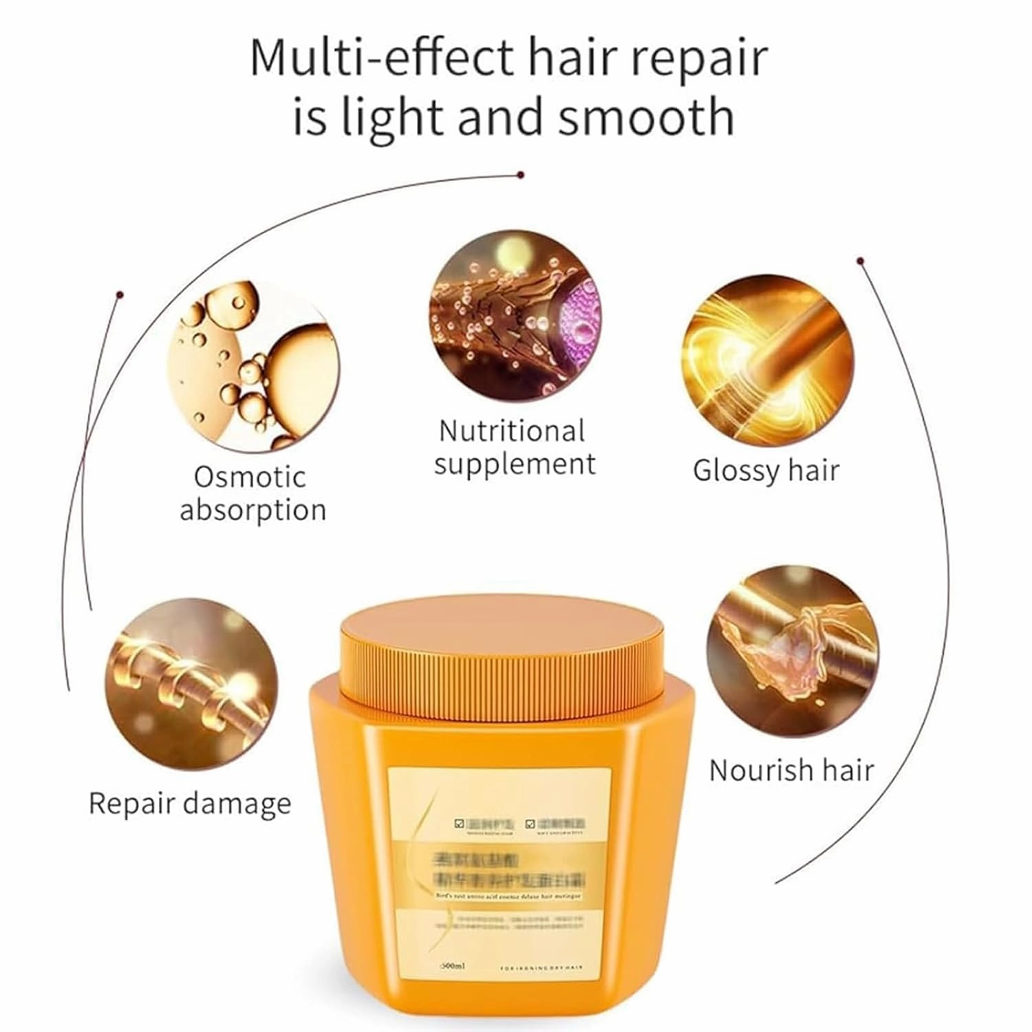 Amino Acid Essence Luxurious Nourishing Hair Protein Cream, Bird's Nest Amino Acid, Collagen Hair Mask, Repair Essence Hair Mask (Suitable for Dry, Curly and Damaged Hair) (1pcs)