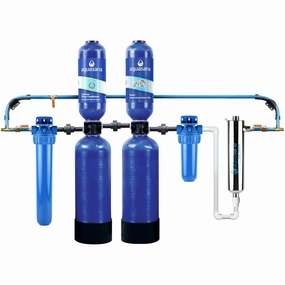 Aquasana Whole House Water Filter System - Water Softener Alternative w/ UV Purifier, Salt-Free Descaler, Carbon & KDF Media - Filters Sediment & 97% Of Chlorine - 1,000,000 Gl - EQ-1000-AST-UV