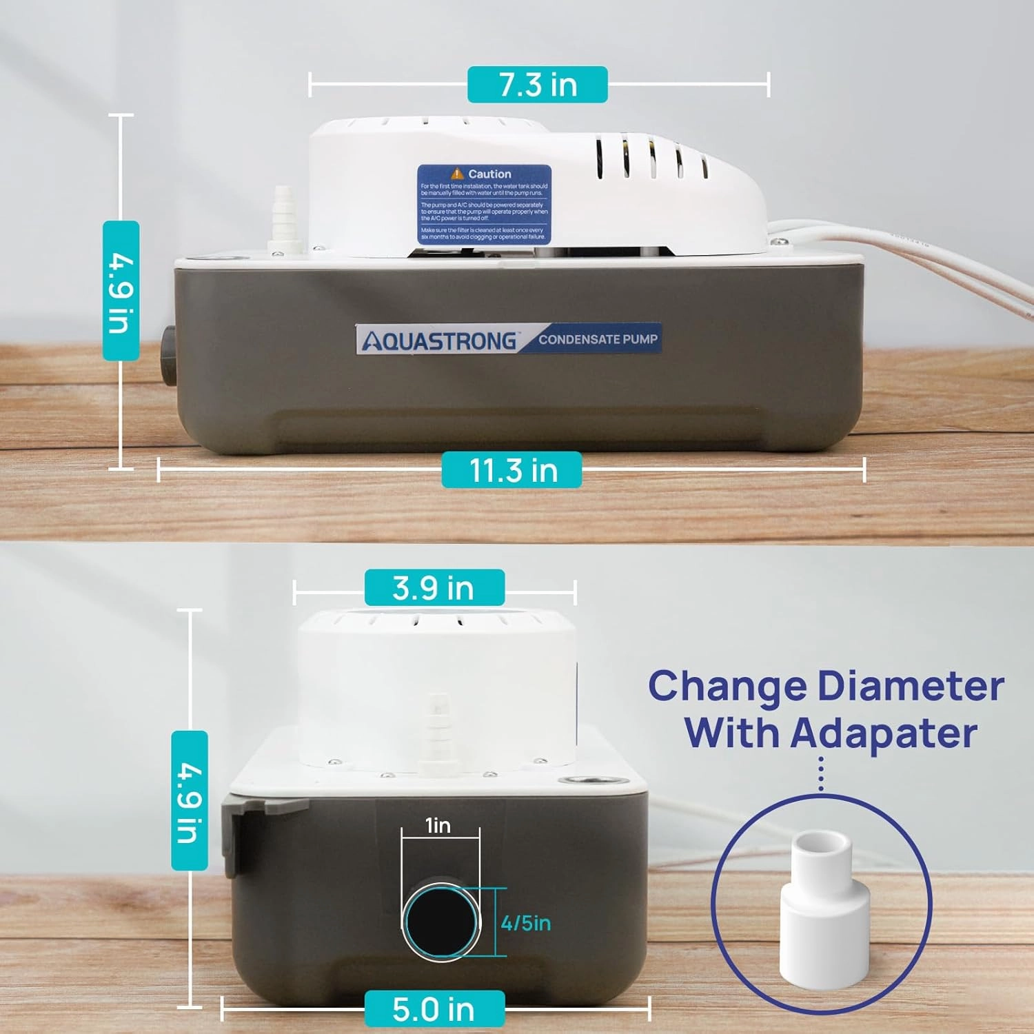 Aquastrong 1/38 HP 85 GPH HVAC Condensate Pump, 115V/230V, Automatic Safety Switch, AC Condensate Removal for Air Conditioner, Furnace, Dehumidifier, 3.3' Power Cord