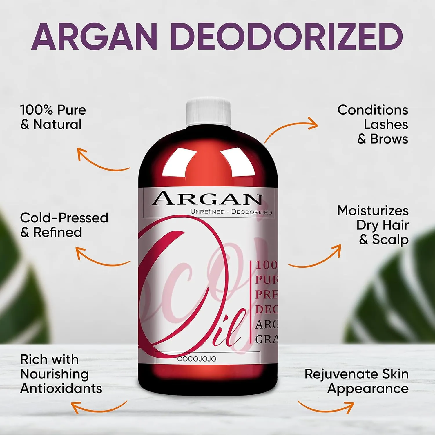 Argan Oil -Cold Pressed 16 oz Pure Natural Extra Virgin Unrefined Argan Moroccan Marrakesh Oil Moisturizer Hair Face Lips Body Scalp Skin Hair