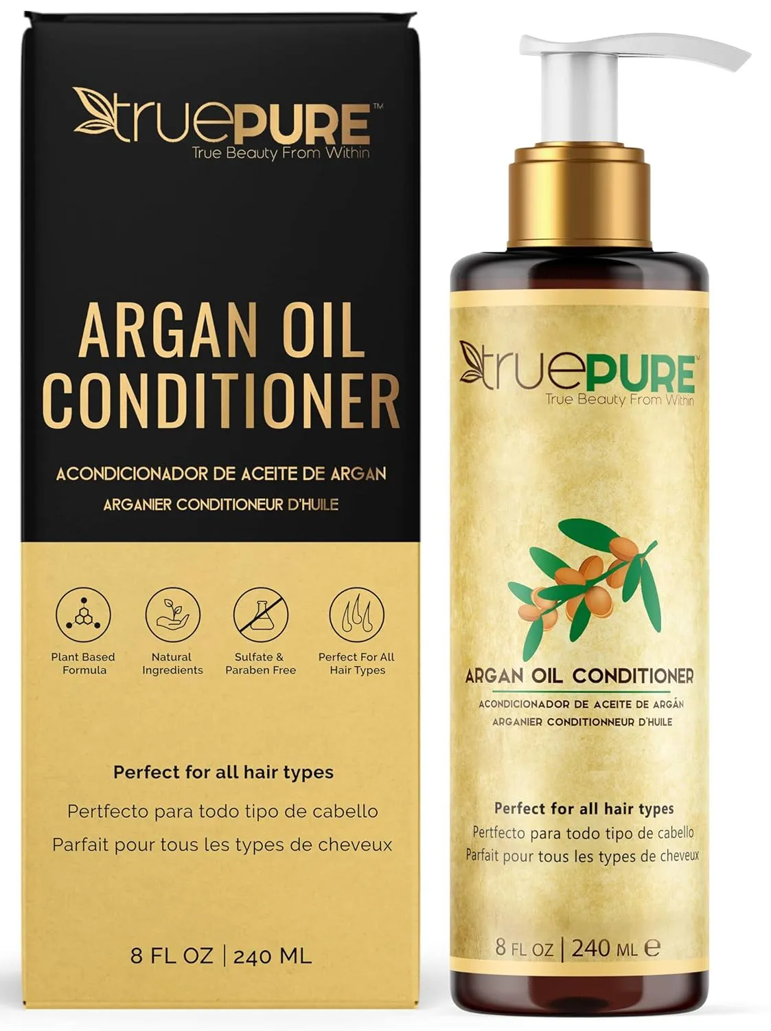 Argan Oil Conditioner (8 oz.) Deep Conditioner, Hair Treatment for Dry, Damaged Follicles, Split Ends | Sulfate, Paraben, Fragrance Free | For Men & Women | Made in USA