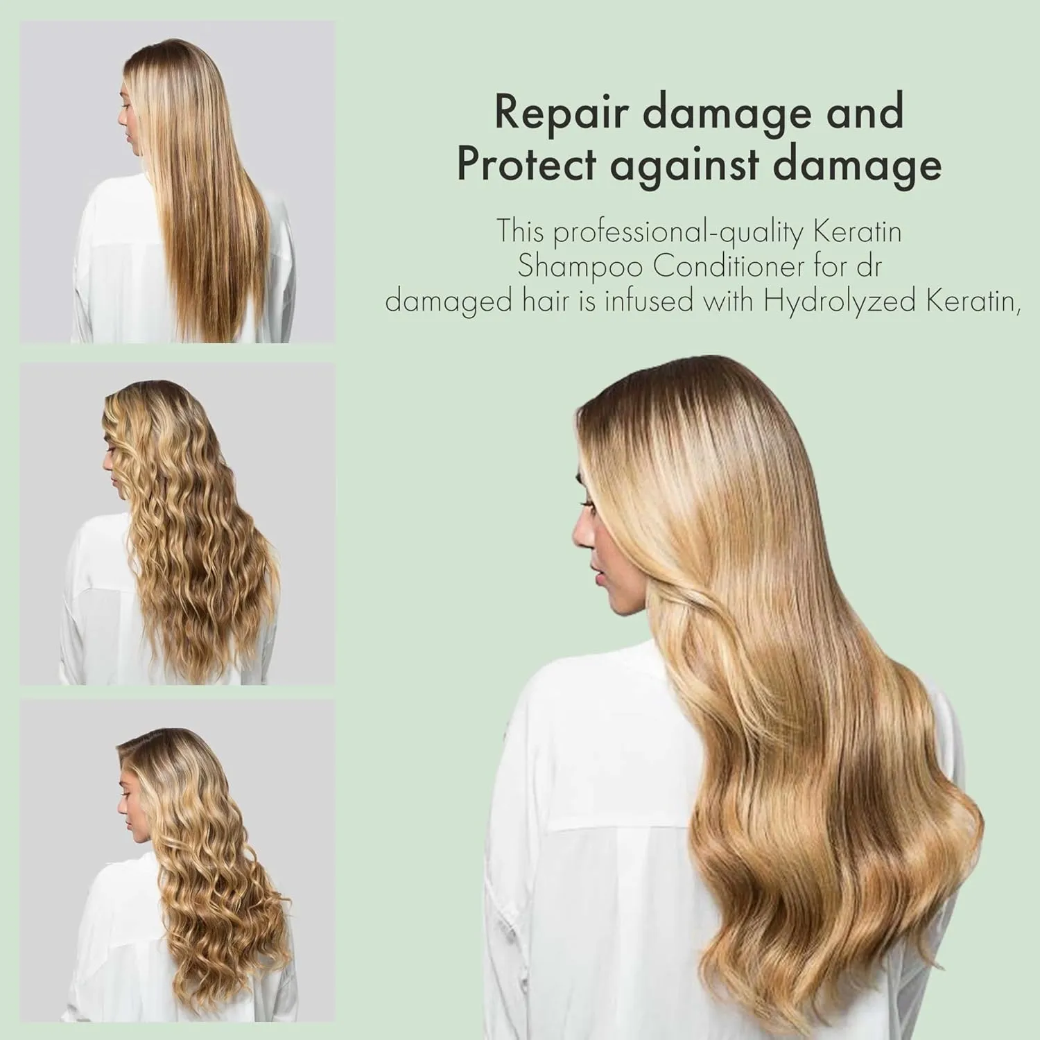 Argan Repairing Shampoo & Conditioner Set | Sulfate-Free&Paraben-Free | Argan Oil, Keratin & Niacinamide for Dry, Damaged, Color-Treated Hair | Hydrating, Strengthening & Anti-Frizz|10.7oz*2