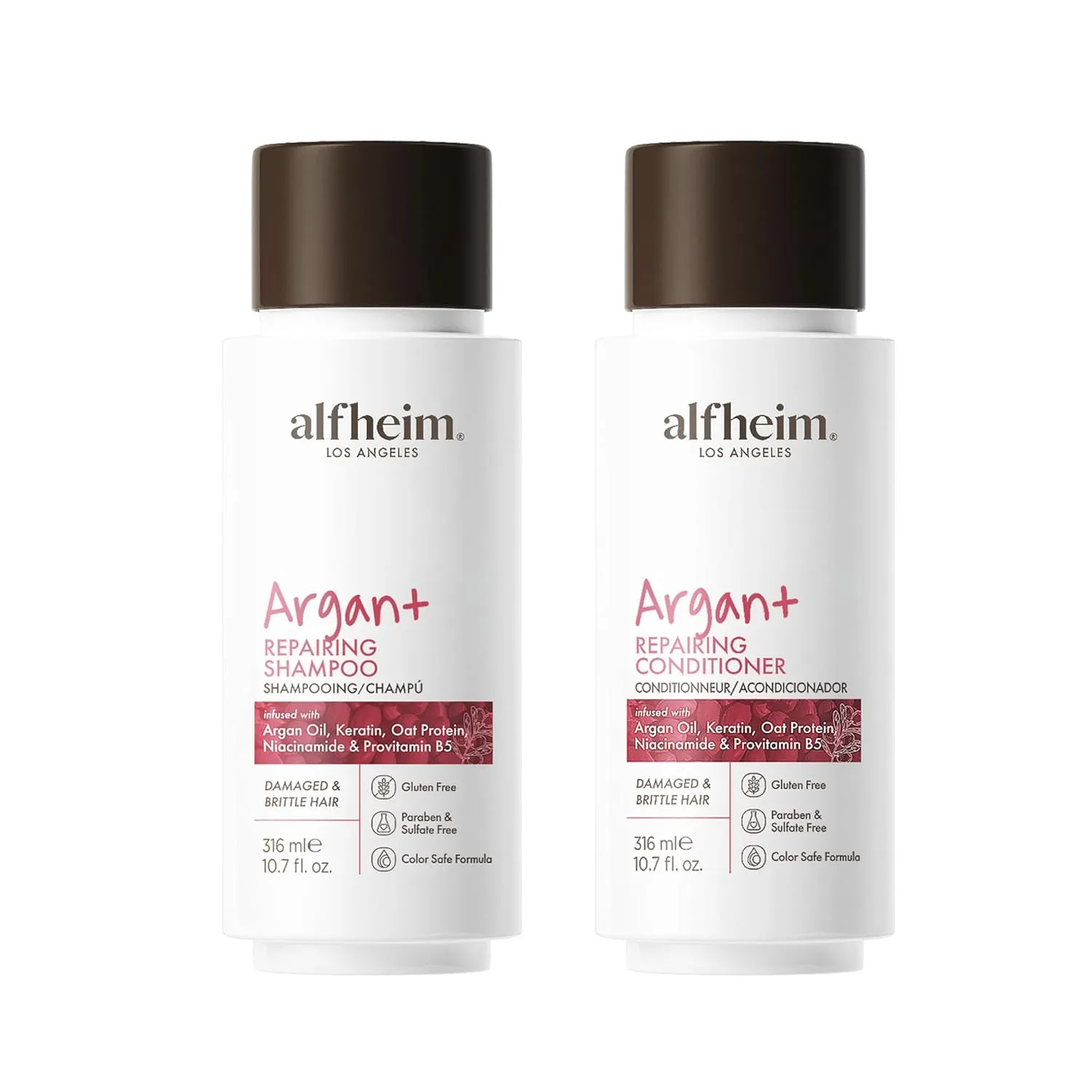 Argan Repairing Shampoo & Conditioner Set | Sulfate-Free&Paraben-Free | Argan Oil, Keratin & Niacinamide for Dry, Damaged, Color-Treated Hair | Hydrating, Strengthening & Anti-Frizz|10.7oz*2