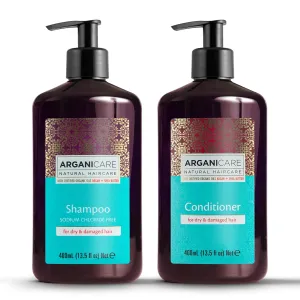 Arganicare Argan Oil Shampoo and Conditioner Set for Dry and Damaged Hair - Moisturizing Deep Conditioning Treatment Enriched with Organic Argan Oil & Shea Moisture for Men, Women and Kids | 27 Fl Oz