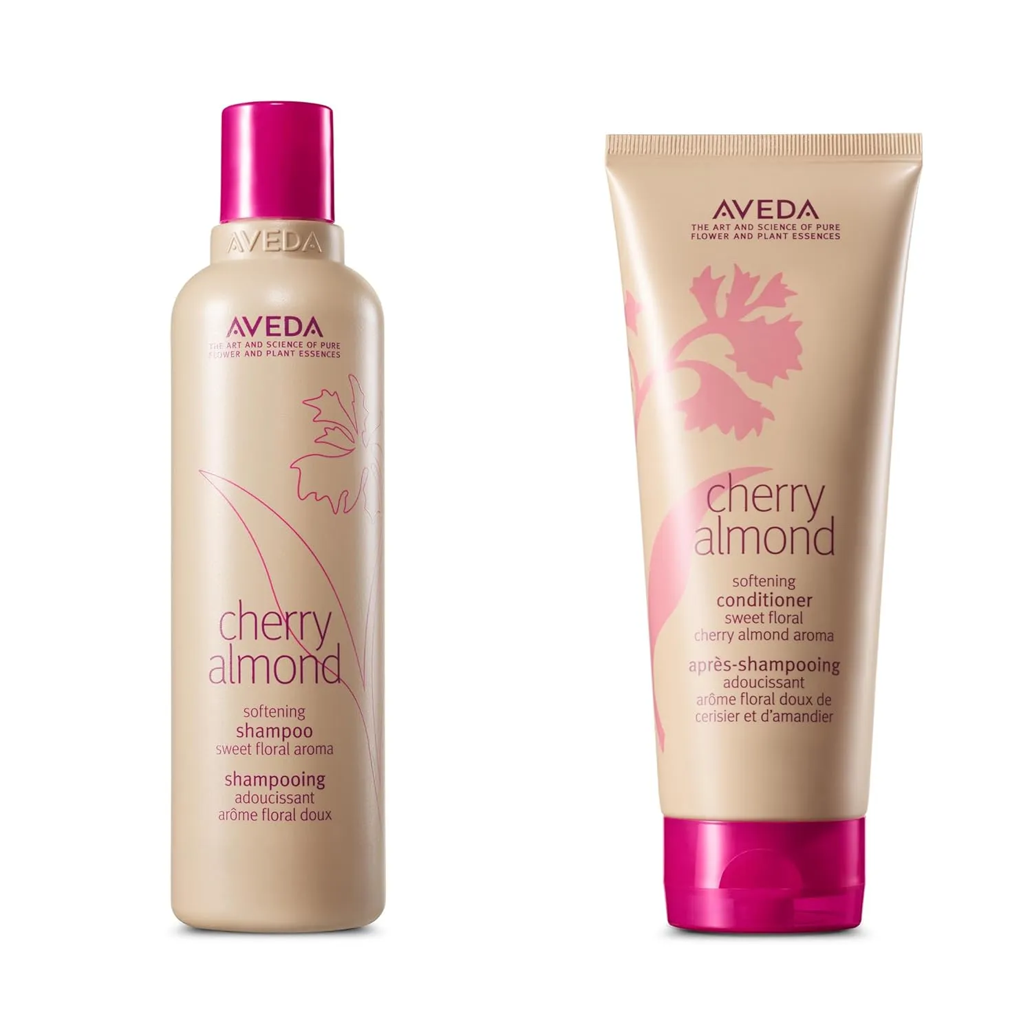 Aveda Cherry Almond Softening Shampoo & Conditioner Duo for Normal to Dry Hair | with Coconut Oil & Shea Butter | Silicone Free | 8.5 Fl Oz