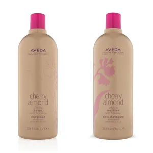 Aveda Cherry Almond Softening Shampoo & Conditioner Duo for Normal to Dry Hair | with Coconut Oil & Shea Butter | Silicone Free | Liter Size