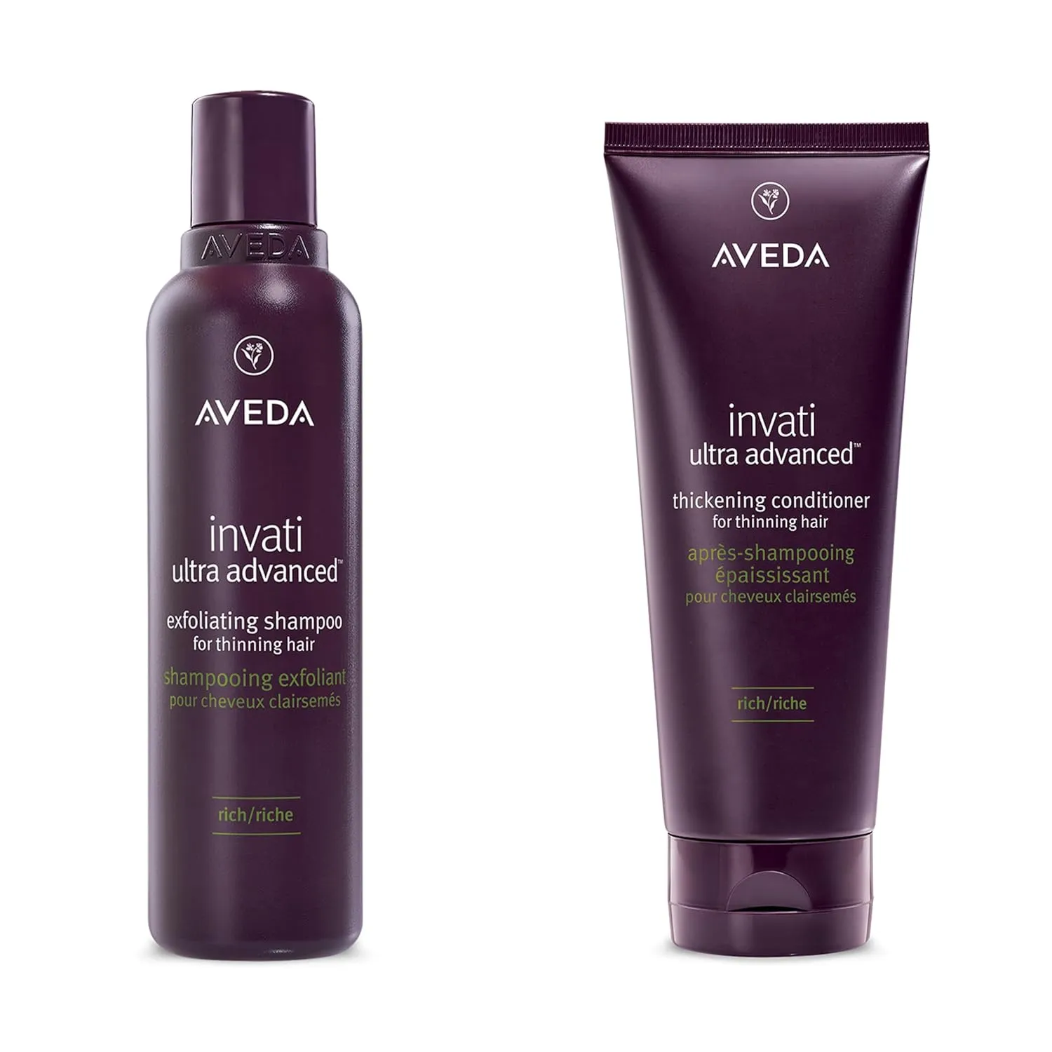 Aveda Invati Ultra Advanced Exfoliating Shampoo & Thickening Conditioner Rich Duo | for Medium to Thick Thinning Hair Types | Normal to Oily Scalp | Part of 4-Step System | 6.7 Fl Oz