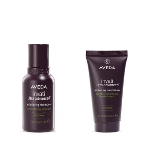 Aveda Invati Ultra Advanced Exfoliating Shampoo & Thickening Conditioner Rich Duo | for Medium to Thick Thinning Hair Types | Normal to Oily Scalp | Part of 4-Step System | Travel Size