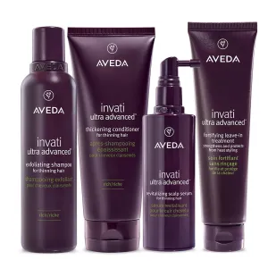 Aveda Invati Ultra Advanced Rich 4-Step System | Exfoliating Shampoo, Thickening Conditioner, Revitalizing Scalp Serum, Fortifying Leave-In Treatment | Reduces Hair Loss by 77%*
