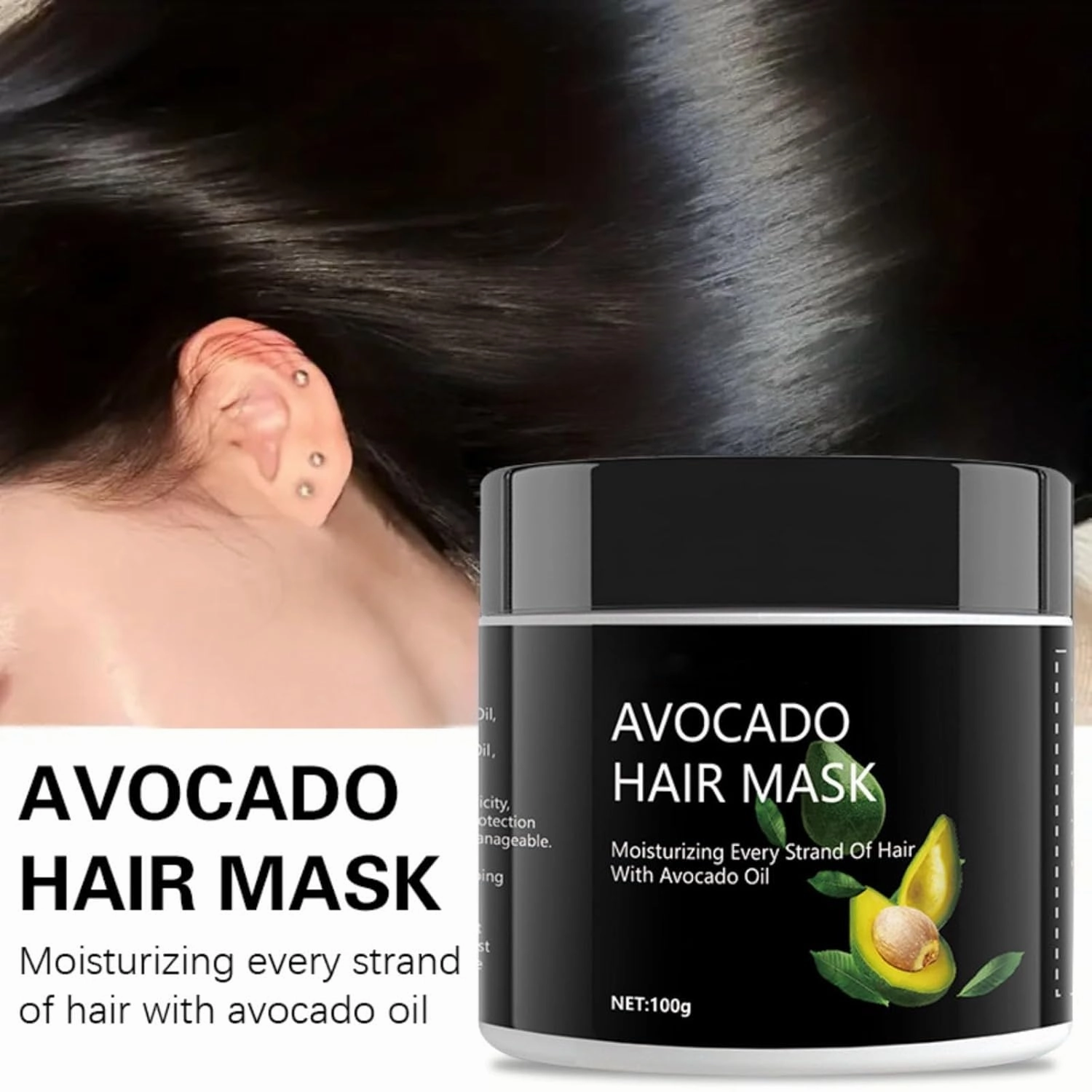 Avocado Hair Mask, Moisturizing & Softening Conditioner Inverted Mask for Deep Hydration & Repair For All Hair Types (2PC)