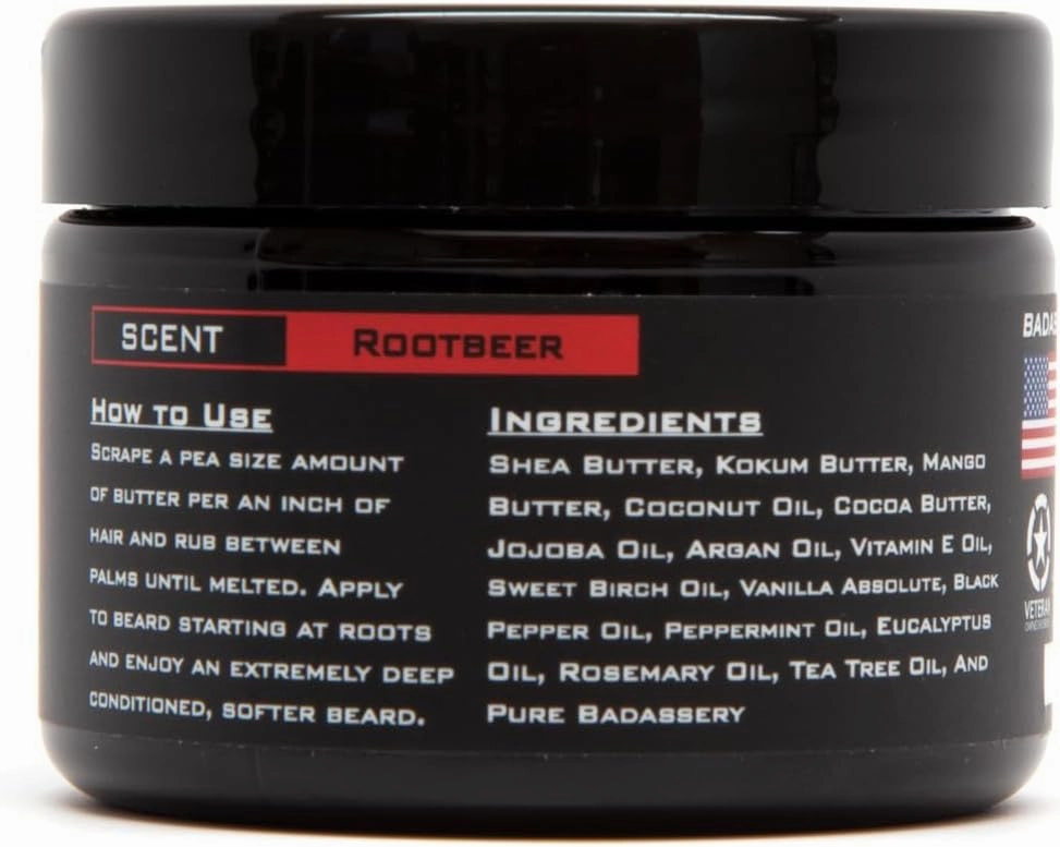 Badass Beard Care Beard Butter For Men - The Soda Jerk, 3 oz - Made of Natural Ingrediens for Healthy, Soften and Itchness Free Beard and Mustache