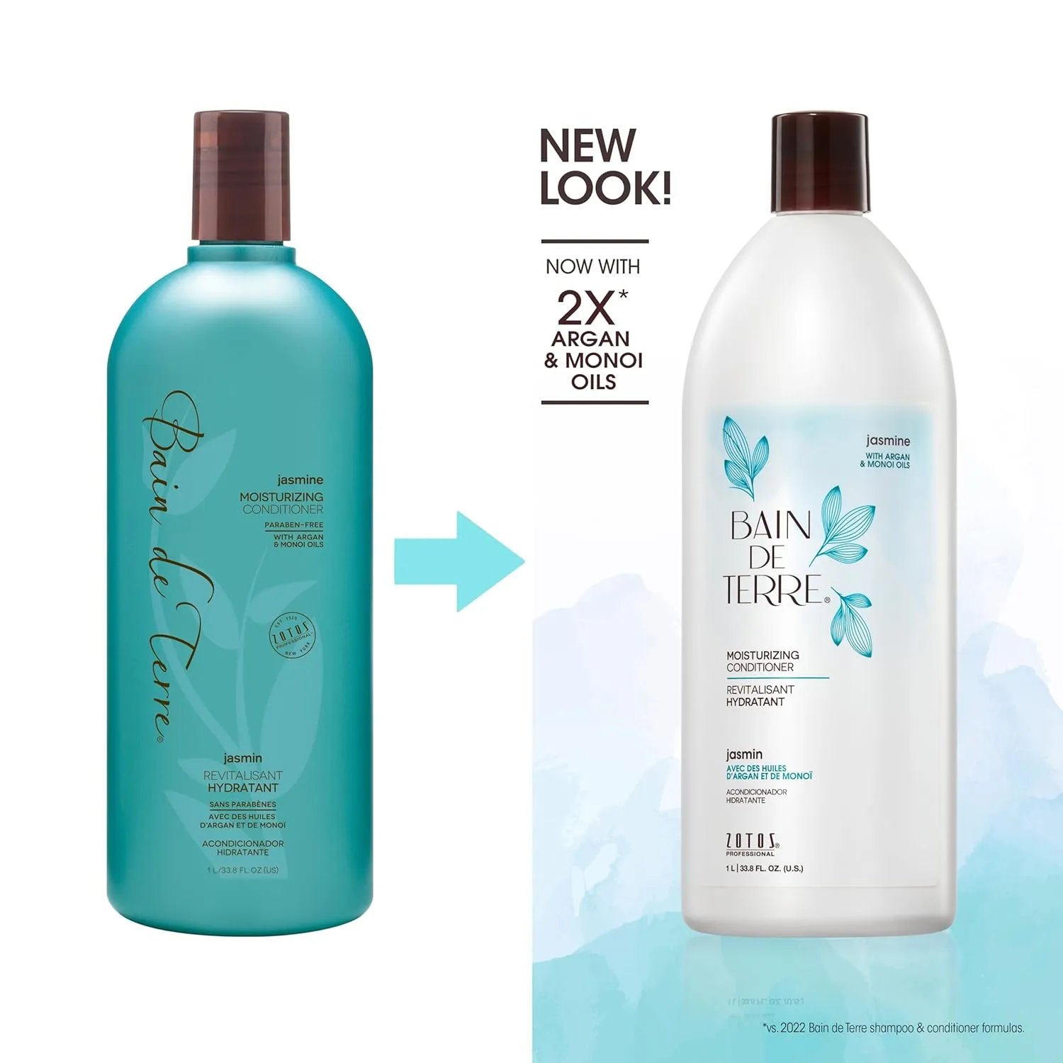 Bain de Terre Jasmine Moisturizing Conditioner, Rich Hydration for Dry Hair, with Argan & Monoi Oils, Paraben-Free, Color-Safe, Vegan