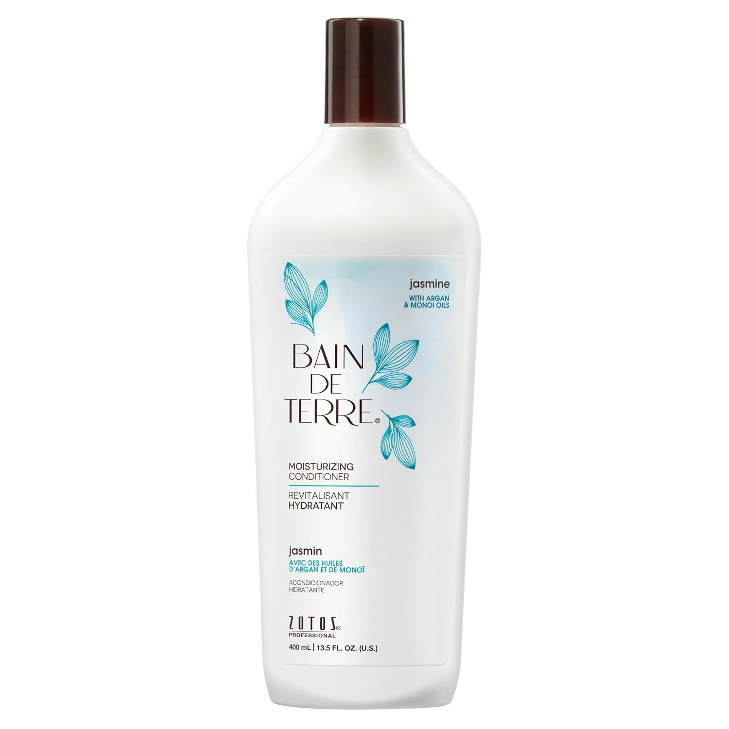 Bain de Terre Jasmine Moisturizing Conditioner, Rich Hydration for Dry Hair, with Argan & Monoi Oils, Paraben-Free, Color-Safe, Vegan