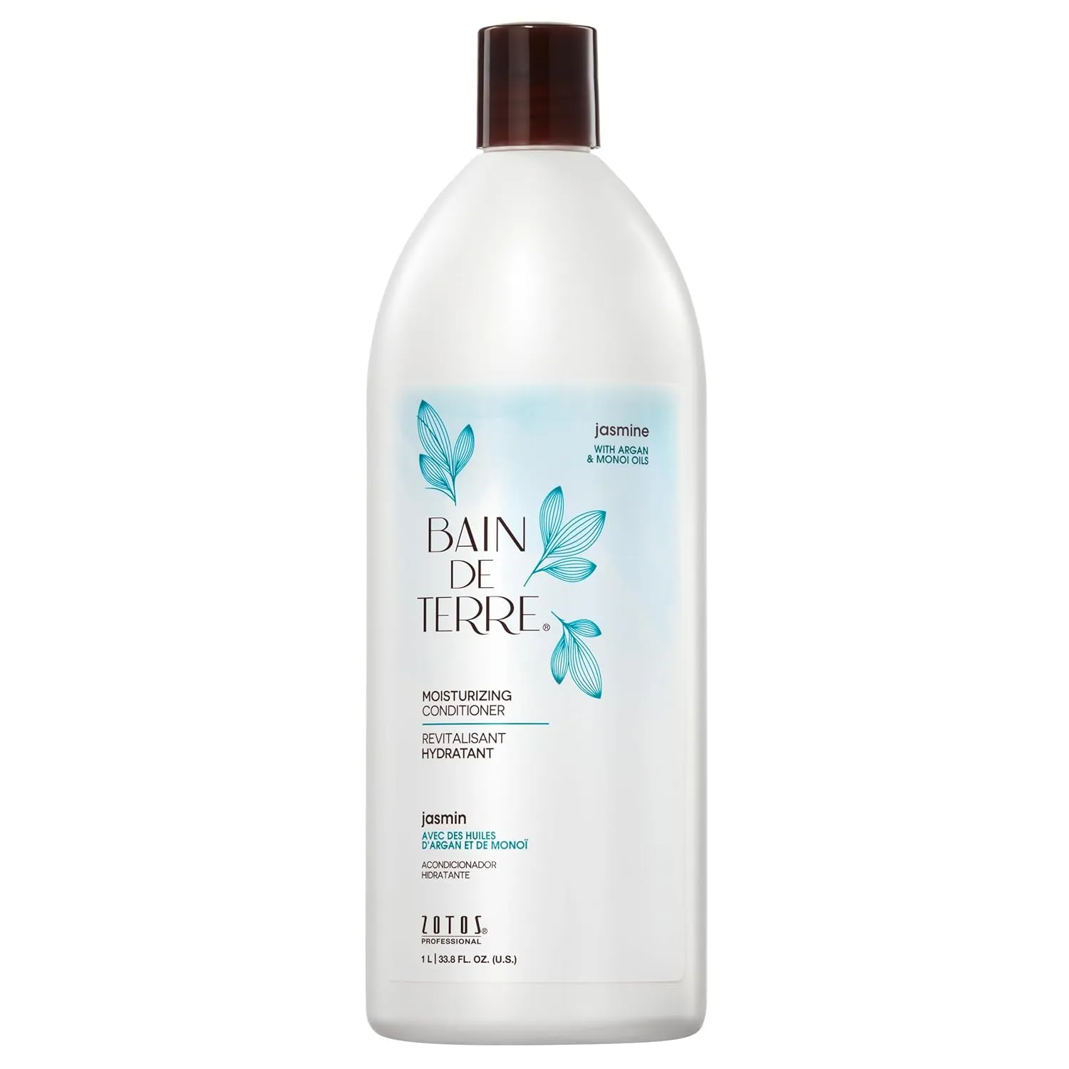 Bain de Terre Jasmine Moisturizing Conditioner, Rich Hydration for Dry Hair, with Argan & Monoi Oils, Paraben-Free, Color-Safe, Vegan
