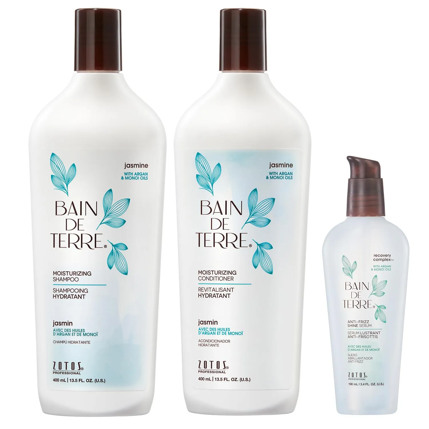 Bain de Terre Jasmine Moisturizing Conditioner, Rich Hydration for Dry Hair, with Argan & Monoi Oils, Paraben-Free, Color-Safe, Vegan
