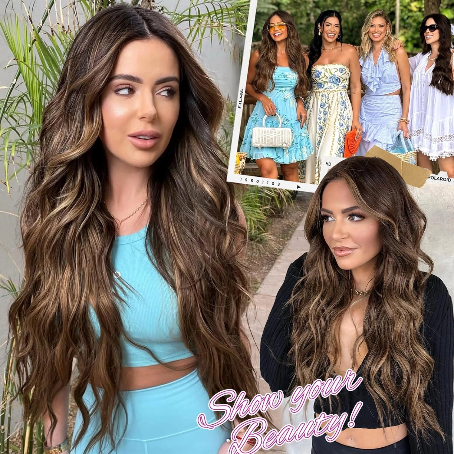 Balayage Dark Brown to Chestnut Long Wavy Wig for Women, Pre-Cut HD Lace Natural Hairline, Glueless Middle Part, Synthetic Fiber for Daily and Party Use 26Inch