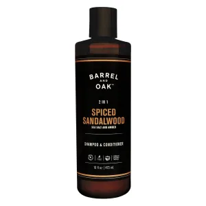 Barrel and Oak - Shampoo & Conditioner Set, Moisturizing Shampoo/Conditioner Set for Men, Fragrant Amber Scent, Made with Hydrating Argan Oil, Certified Organic (Spiced Sandalwood, 16oz)