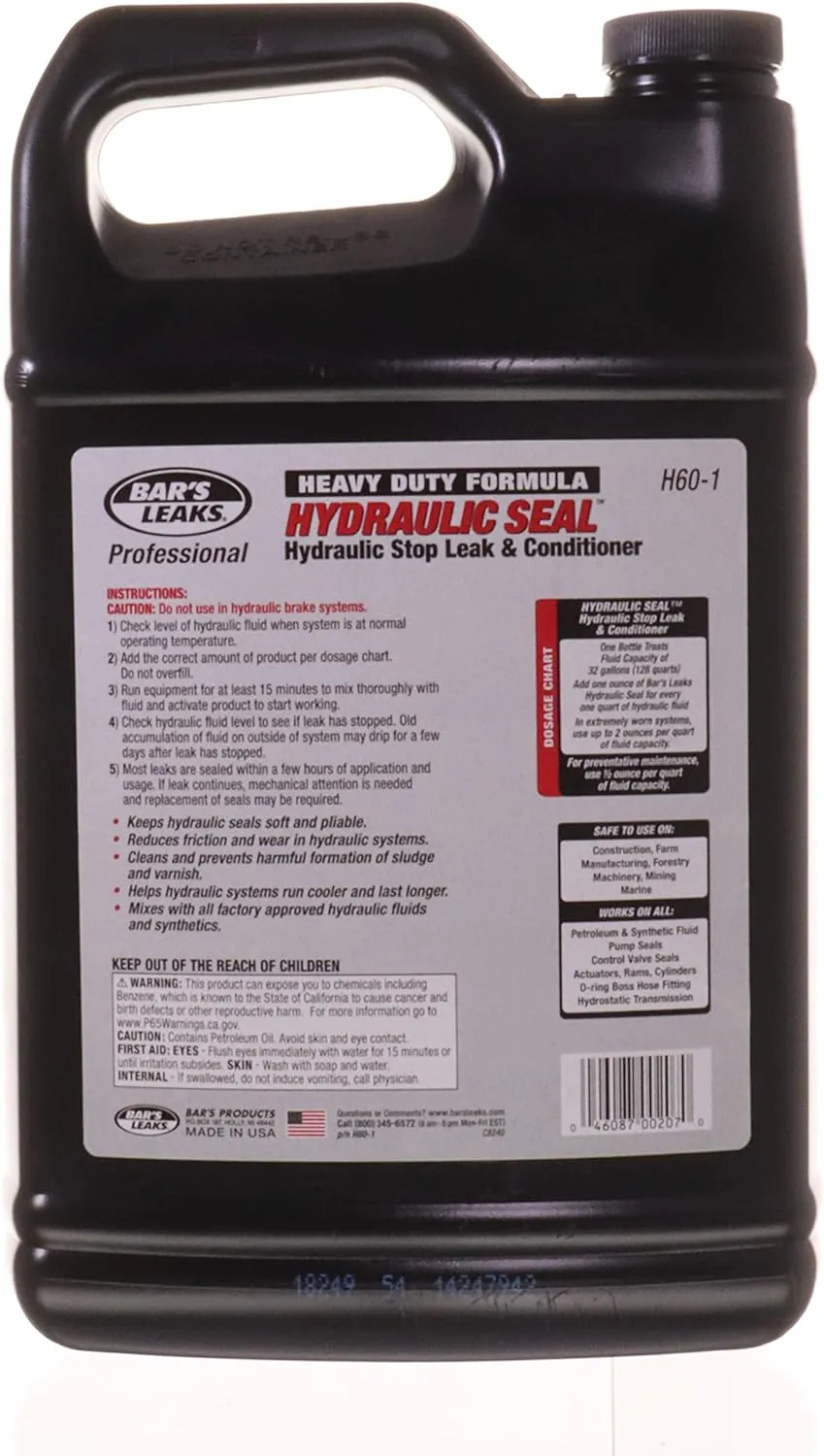 Bar's Leaks H60-1 Hydraulic Seal Stop Leak & Conditioner, 128. Fluid_Ounces