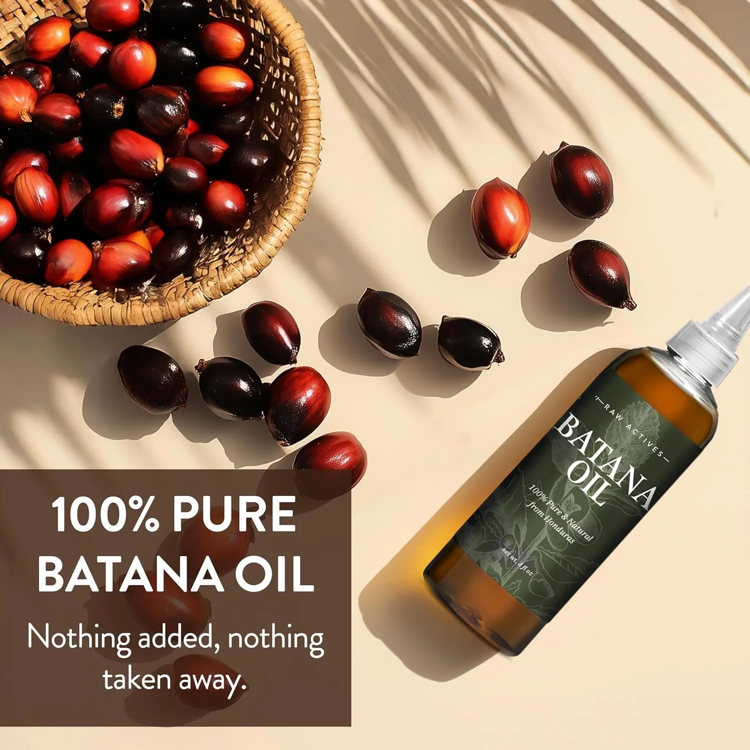 Batana Oil for Hair Growth, 100% Pure, Cold Pressed, Unrefined Oil from Honduras. Supports Stronger, Thicker Hair. Dr Sebi Inspired. 4 oz