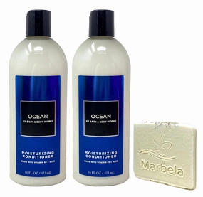 Bath & Body Works Men's Collection Ocean 2 Pack Moisturizing Conditioner Bundle with a Natural Oats Sample Soap