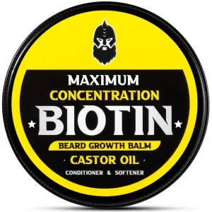 Beard Balm, Maximum Concentration BIOTIN, with Castor Oil and Argan & Jojoba Oils, Promotes Beard Growth, Styles, Strengthens & Softens Beards & Mustaches, 2 Ounce，Sandalwood