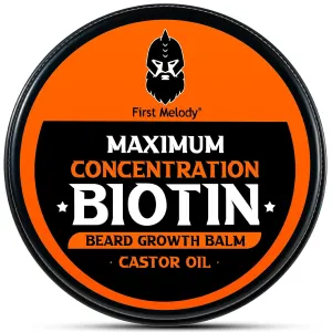 Beard Balm, Maximum Concentration Biotin, with Castor Oil and Argan & Jojoba Oils, Promotes Beard Growth, Styles, Strengthens & Softens Beards & Mustaches, 2 Ounce，Vanilla