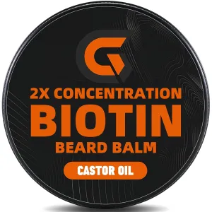 Beard Balm with 2X Concentration Biotin, Beard Growth Balm for Men - Mustache Wax & Beard Conditioner for Growth - Hydrates, Thickens Facial Hair Growth - Made with Castor Oil & Argan Oil - 2 Ounce