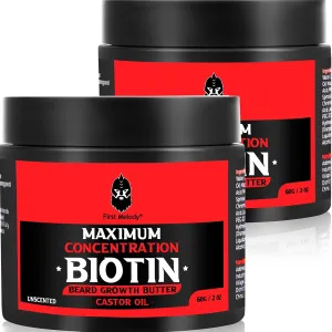 Beard Butter,Maximum Concentration Biotin,with Castor Oil and Argan & Jojoba Oils, Promotes Beard Growth, Styles, Strengthens & Softens Beards,Unruly Beards While Relieving Itch,4 Ounce