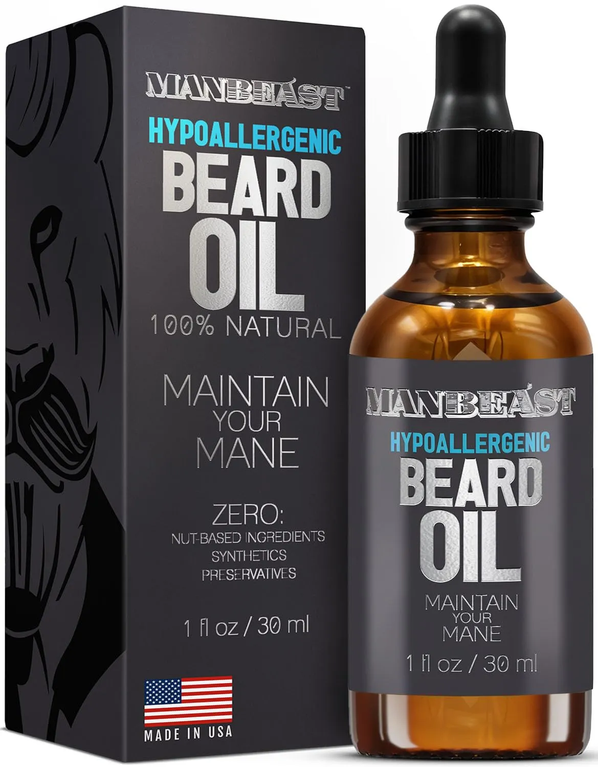 Beard Oil for Men - Hypoallergenic Natural Ingredients for Sensitive Skin, Nut Free Mustache Growth Conditioners, Natural Solution Conditioner to Men Made From Seed - Woodsman Beard Oil 30ml